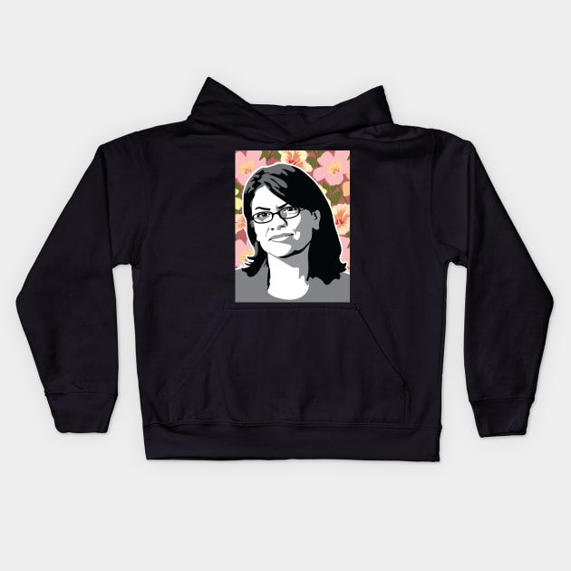 Rashida Tlaib Floral Kids Hoodie by FemCards